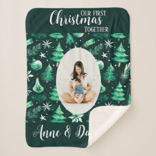 Our first Christmas together Baby Mother Green Sherpa Blanket