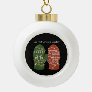 Our First Christmas Together Cosy Knitted Ceramic Ball Christmas Ornament