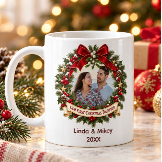 Our First Christmas Together Couple Photo Coffee Mug