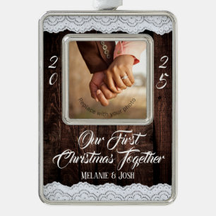 Our First Christmas Together Couple's Silver Plated Framed Ornament