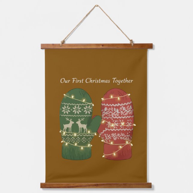 Our First Christmas Together Cozy Knitted  Hanging Tapestry (Front)