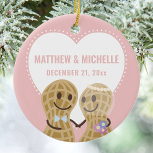 Our First Christmas Together Cute Couple Photo Ceramic Ornament