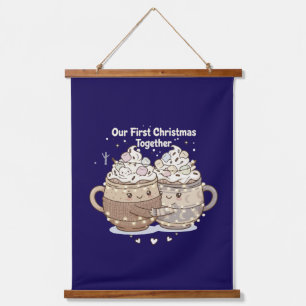 Our First Christmas Together   Cute Kawaii Couple Hanging Tapestry