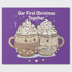 Our First Christmas Together Cute Kawaii Couple Wrapping Paper