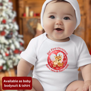 Our First Christmas Together cute reindeers Baby Bodysuit