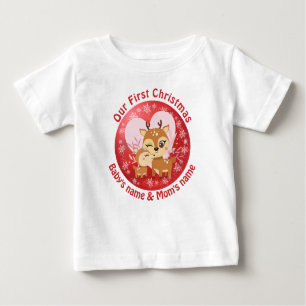 Our First Christmas Together cute reindeers  Baby T-Shirt