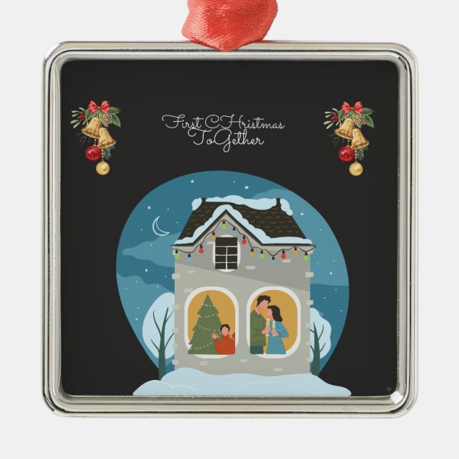 Our First Christmas Together Family Holiday Metal Ornament (Front)