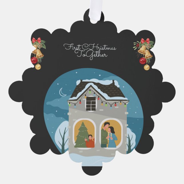 Our First Christmas Together Family Holiday Tree Decoration Card (Front)