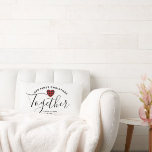 Our First Christmas Together Heart Personalised Lumbar Cushion