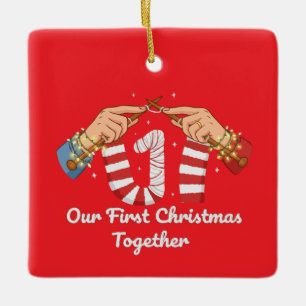 Our First Christmas Together Knitting Couple Ceramic Ornament
