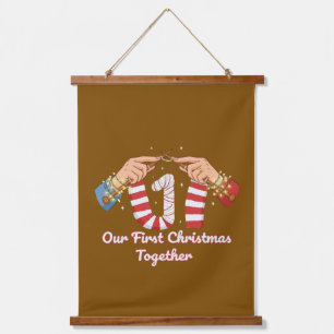 Our First Christmas Together Knitting Couple Hanging Tapestry