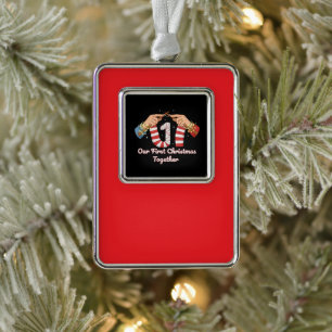 Our First Christmas Together Knitting Couple  Silver Plated Framed Ornament