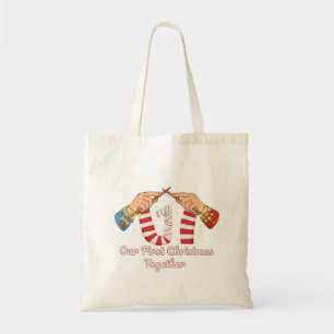 Our First Christmas Together Knitting Couple Tote Bag