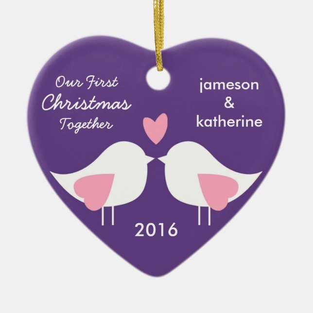 Our First Christmas Together Love Birds Ornament (Front)