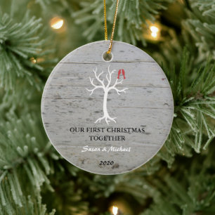 Our first Christmas together love birds tree Ceramic Tree Decoration