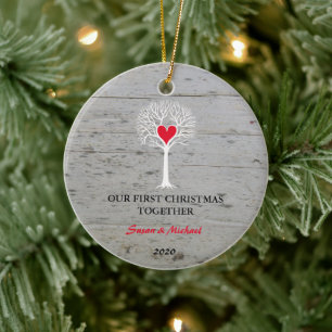 Our first Christmas together love tree driftwood Ceramic Ornament