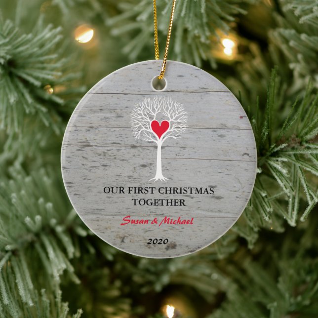 Our first Christmas together love tree driftwood Ceramic Ornament (Tree)