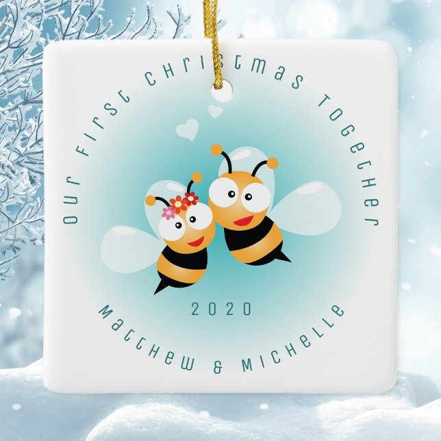 Our First Christmas Together Meant To Bee Couple Ceramic Ornament (Creator Uploaded)
