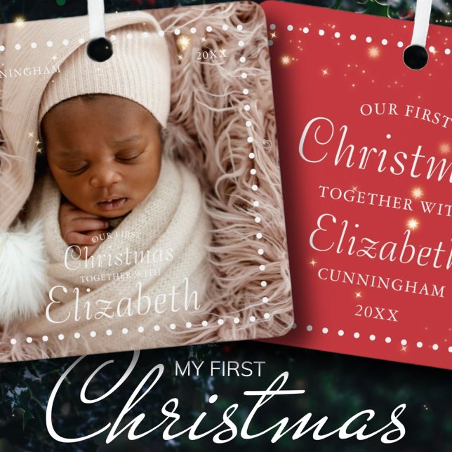 Our First Christmas Together Modern Simple Ceramic Ornament (Creator Uploaded)