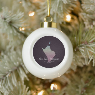 Our First Christmas Together Mr & Mrs Silhouette Ceramic Ball Christmas Ornament