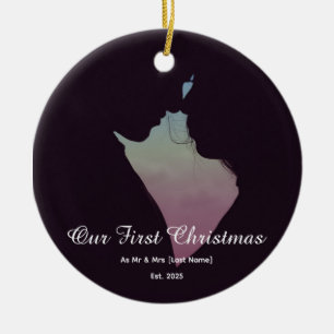 Our First Christmas Together Mr & Mrs Silhouette Ceramic Ornament