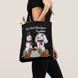 Our First Christmas Together Newlywed Snowman Tote Bag