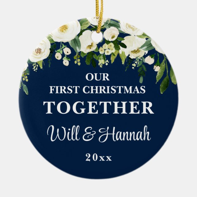 Our First Christmas Together Personalised Couple Ceramic Ornament (Front)