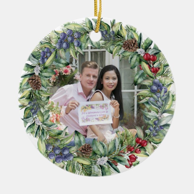 Our First Christmas Together | Personalised Photo Ceramic Ornament (Front)