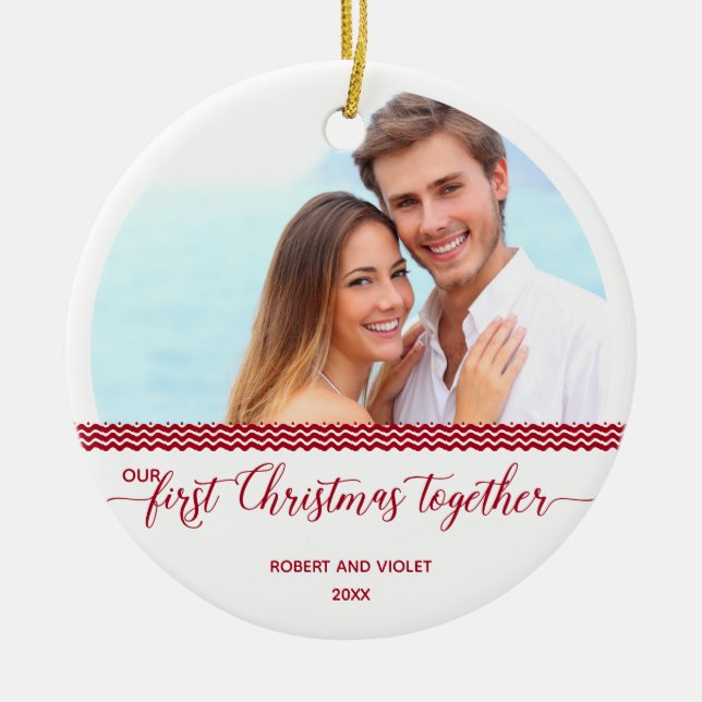 Our First Christmas Together - Personalised Photo Ceramic Ornament (Front)