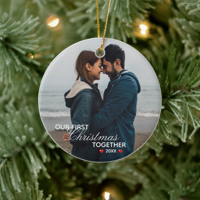 Our First Christmas Together - Photo - Ceramic Ornament (Tree)