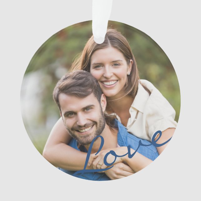 Our first Christmas together photo love script Ornament (Front)