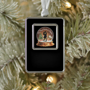 Our First Christmas Together Romantic Couple Snow Silver Plated Framed Ornament