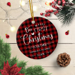 Our First Christmas Together Rustic Chic Farmhouse Ceramic Ornament<br><div class="desc">Our First Christmas Together Rustic Farmhouse Ceramic Ornament</div>