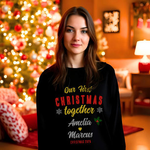 Our First Christmas Together Snowflakes Black Sweatshirt