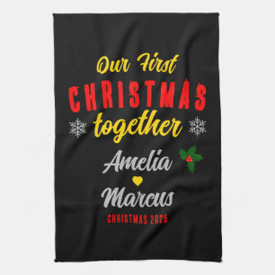 Our First Christmas Together Snowflakes Tea Towel