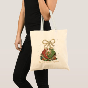 Our First Christmas Together Vintage Ice Skates Tote Bag