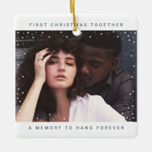 Our First Christmas Together White Snow Overlay Ceramic Ornament