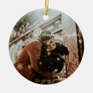 Our First Christmas Together with Custom Photo Ceramic Ornament