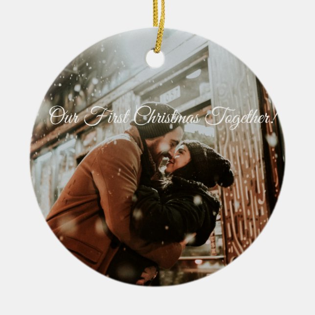 Our First Christmas Together with Custom Photo Ceramic Ornament (Front)