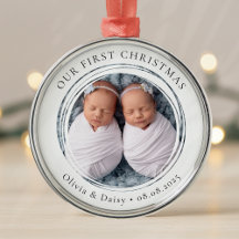 Our First Christmas Twins New Baby Photo Keepsake