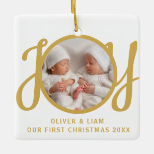 Our First Christmas Twins Photo Keepsake Ceramic Ornament