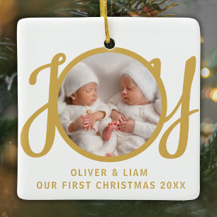 Our First Christmas Twins Photo Keepsake Ceramic Ornament