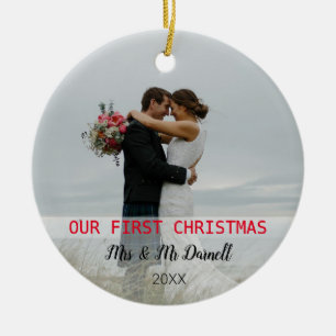 Our First Christmas Two Photo Ceramic Ornament