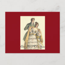 Our First Christmas Victorian Couple Postcard