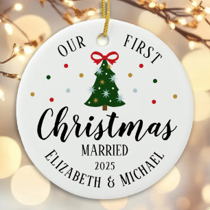 our first christmas wedding hand drawn ornament