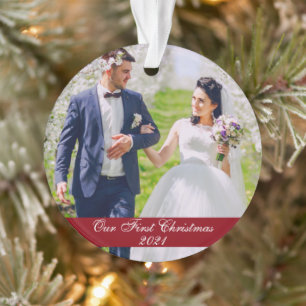 Our First Christmas Wedding Photo  Ornament