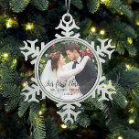 Our First Christmas Wedding Photo Snowflake Pewter Christmas Ornament<br><div class="desc">Our First Christmas Wedding Photo Snowflake Ornament</div>