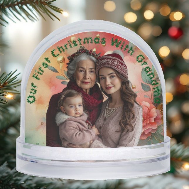 Our First Christmas with Grandma Cute Family Photo Snowglobe (Our First Christmas with Grandma Cute Family Photo Snow Globe)