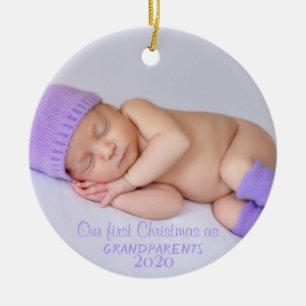 Our First Christmas ,Your Baby Photo Ceramic Ornament