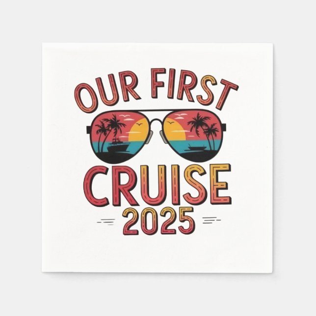 Our First Cruise 2025 Summer Trip Matching  Napkin (Front)